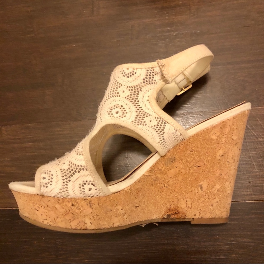 Fergalicious Off-white Lace Wedge Sandals - Picture 8 of 14